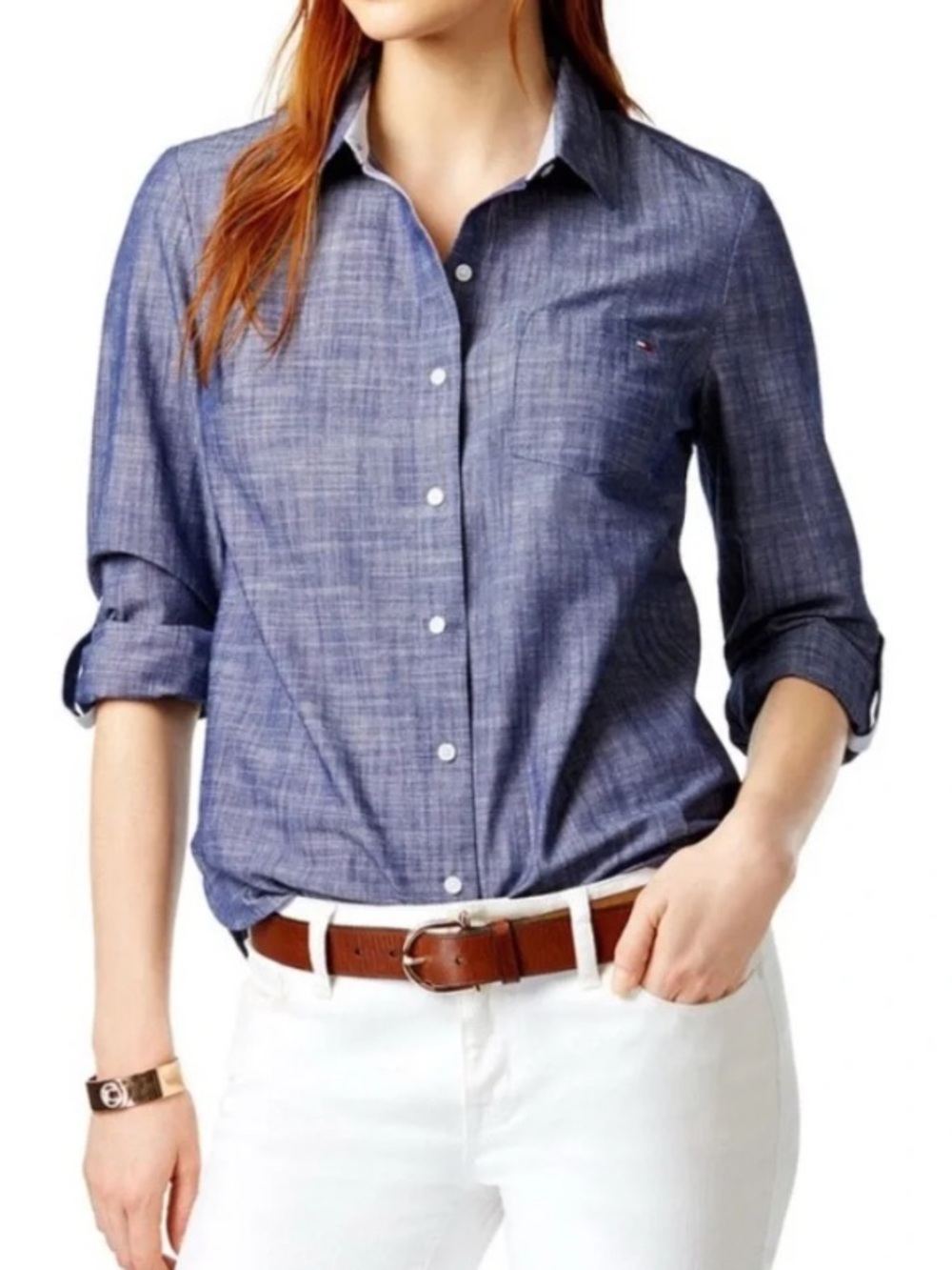 Tommy Hilfiger Cotton Chambray Button Down Shirt